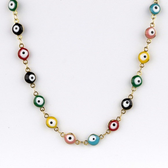 Spiritual Evil Eye Multicolor Choker Necklace - Picture 2 of 8
